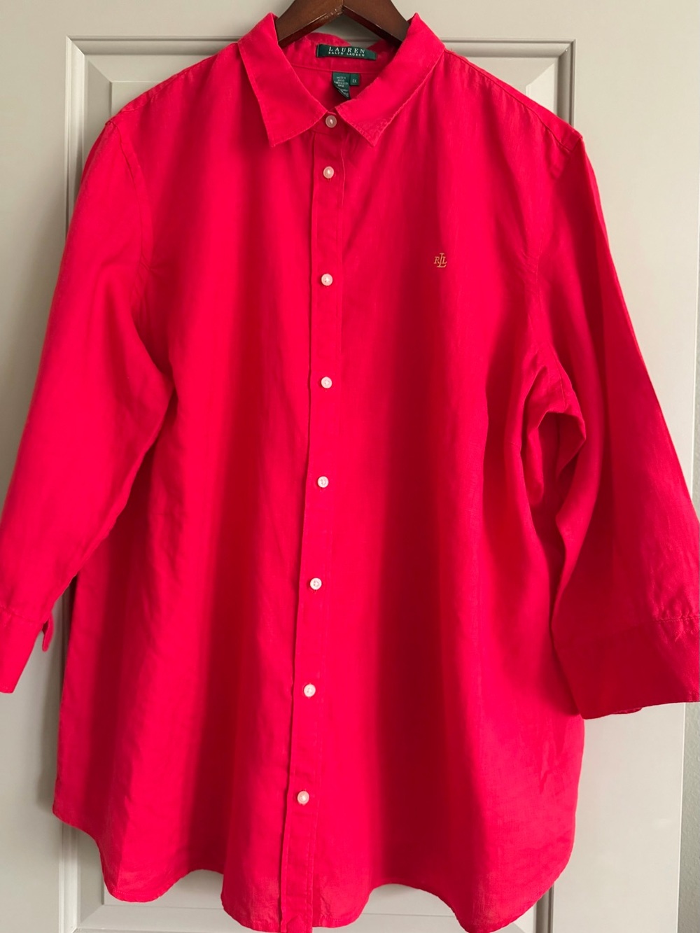 Ralph Lauren Men’s Bright Pink Long-Sleeve Button-Down Shirt